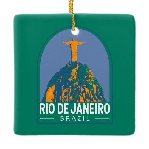 Rio De Janeiro Brazil Travel Art Vintage Ceramic Ornament