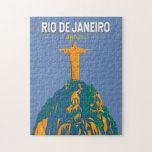 Rio De Janeiro Brazil Travel Art Vintage Jigsaw Puzzle<br><div class="desc">Rio De Janeiro retro vector travel design. Christ The Redeemer is an Art Deco statue of Jesus Christ in Rio de Janeiro,  Brazil,  created by French sculptor Paul Landowski and built by Brazilian engineer Heitor da Silva Costa.</div>
