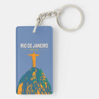 NEW RIO DE JANEIRO BRAZIL BRASIL CRISTO CORCOVADO SOUVENIR METAL KEYCHAIN