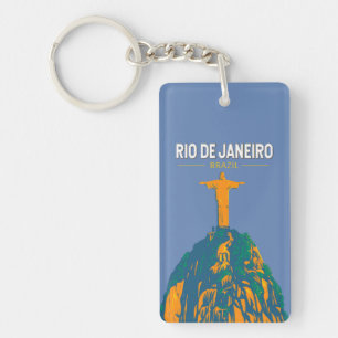 Rio De Janeiro Brazil Travel Art Vintage Keychain