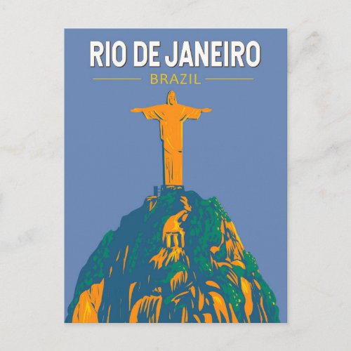 Rio De Janeiro Brazil Travel Art Vintage Postcard