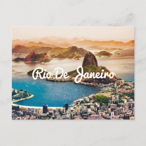 Rio De Janeiro Brazil Tropical island beach travel Postcard