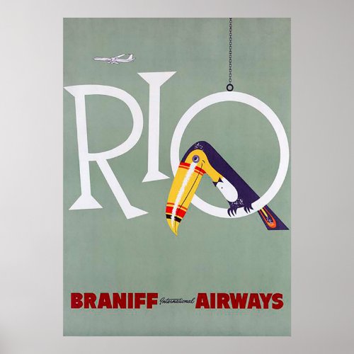 Rio de Janeiro brazil vintage travel poster