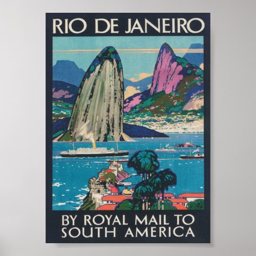 Rio de Janeiro Brazil Vintage Travel Poster