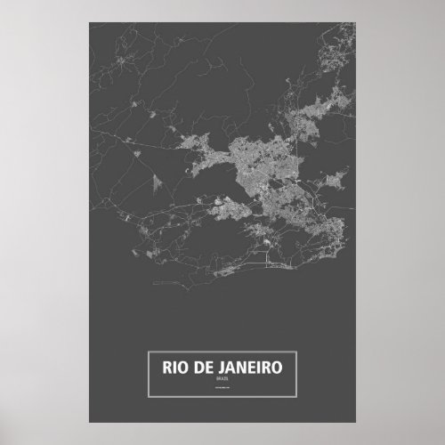 Rio de Janeiro Brazil white on black Poster
