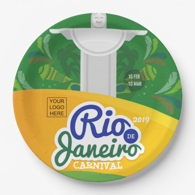 Rio de Janeiro Carnival custom add logo Paper Plates (Front)