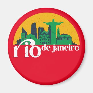 Rio De Janeiro City Skyline Retro Cityscape Art