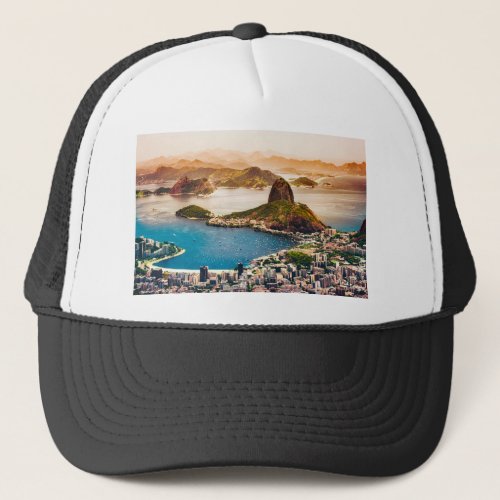 Rio De Janeiro Cityscape View Trucker Hat