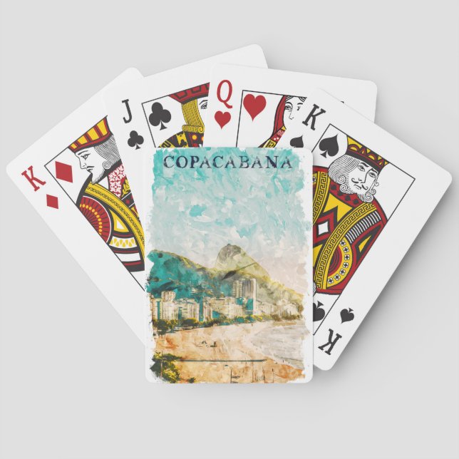 Rio de Janeiro Copacabana Beach Painting Poker Cards (Back)