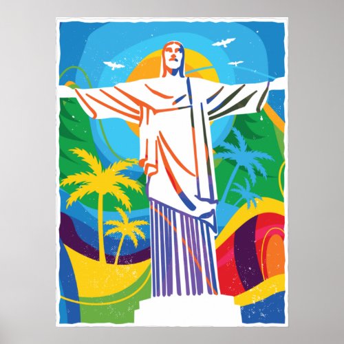 Rio de Janeiro Cristo Redentor Brazil Colorful Poster