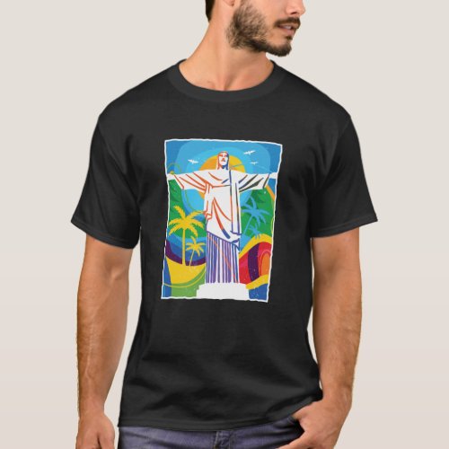Rio de Janeiro Cristo Redentor Brazil Colorful T_Shirt