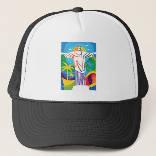 Rio de Janeiro Cristo Redentor Brazil Colorful Trucker Hat