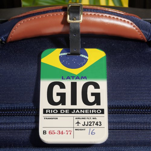 Rio de Janeiro GIG Brazil Airline Luggage Tag