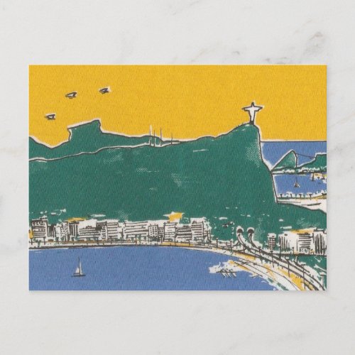 Rio de Janeiro green and yellow Brasil Postcard
