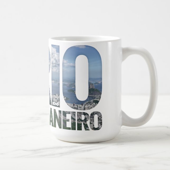 Rio de Janeiro: Guanabara Bay Block Text Mug / Cup (Right)