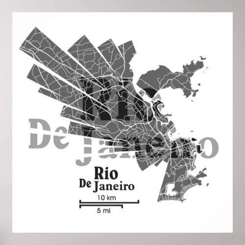 Rio De Janeiro Map Poster