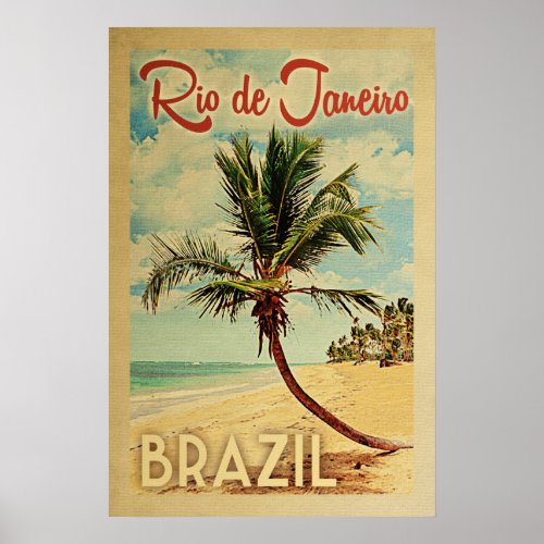 Rio de Janeiro Palm Tree Vintage Travel Poster