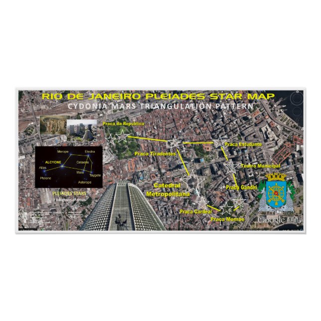 Rio de Janeiro Pleiades Map Poster (Front)
