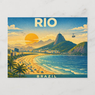 Rio de Janeiro Retro Travel Postcard