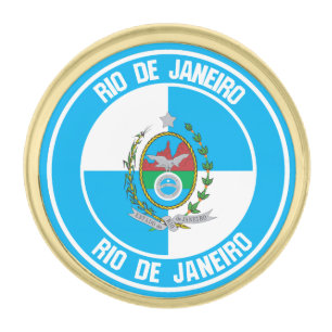 Rio de Janeiro Round Emblem Gold Finish Lapel Pin