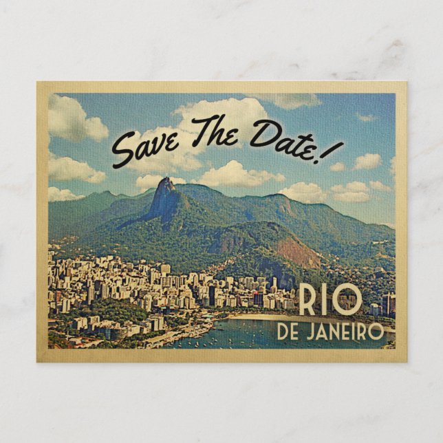 Rio de Janeiro Save The Date Brazil Announcement Postcard (Front)
