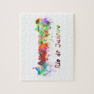 Rio de Janeiro skyline in watercolor Jigsaw Puzzle