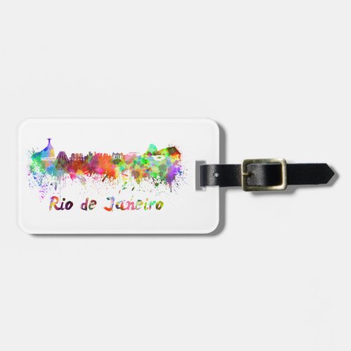 Rio de Janeiro skyline in watercolor Luggage Tag