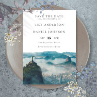 Rio de Janeiro Skyline Watercolor Brazil Wedding