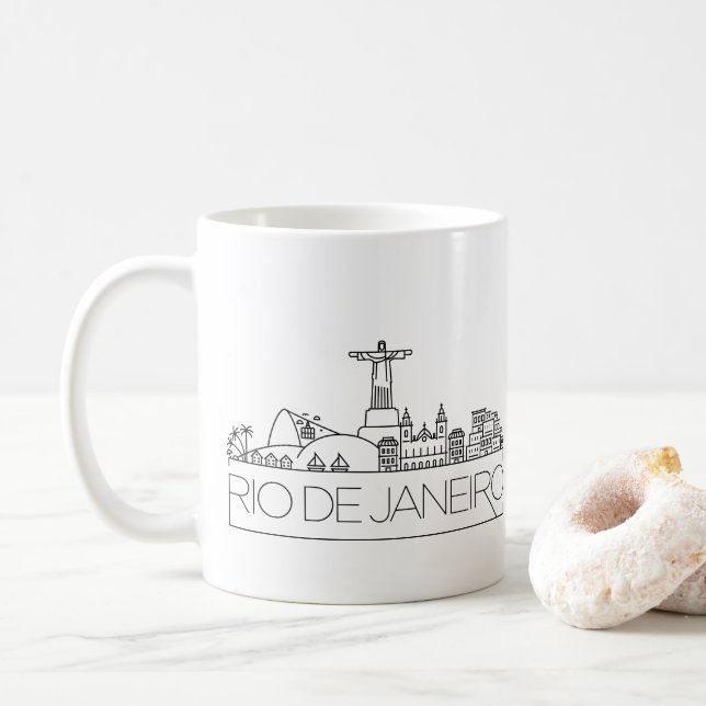 Rio De Janeiro Stylized Skyline Coffee Mug (With Donut)