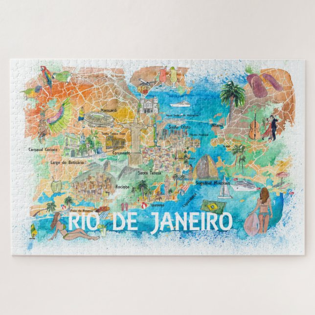 Rio de Janeiro Travel Map Jigsaw Puzzle (Horizontal)