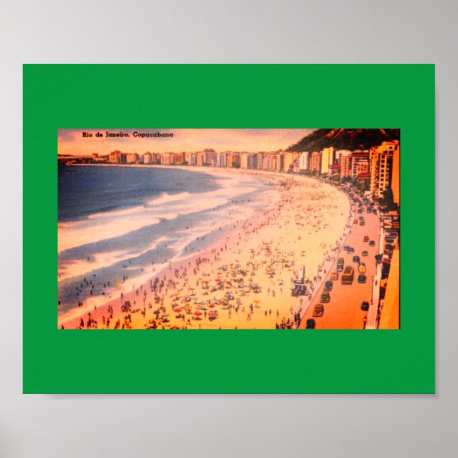 Rio de Janeiro, Vintage Copacabana Beach, Brazil Poster (Front)