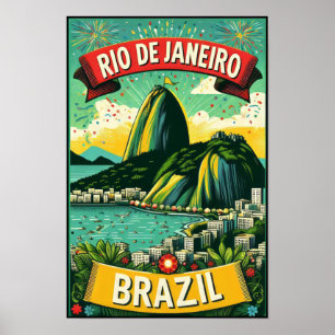 Rio de Janeiro Vintage Travel Poster