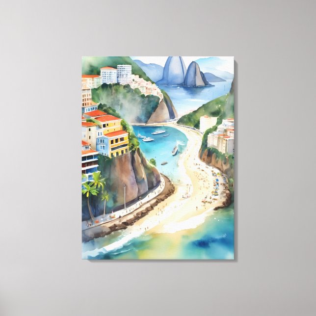Rio De Janeiro watercolor art Canvas Print (Front)