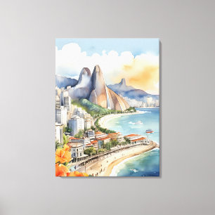 Rio De Janeiro watercolor art Canvas Print