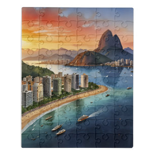 Rio De Janeiro watercolor art Jigsaw Puzzle