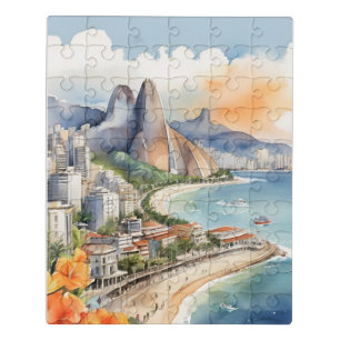 Rio De Janeiro watercolor art Jigsaw Puzzle
