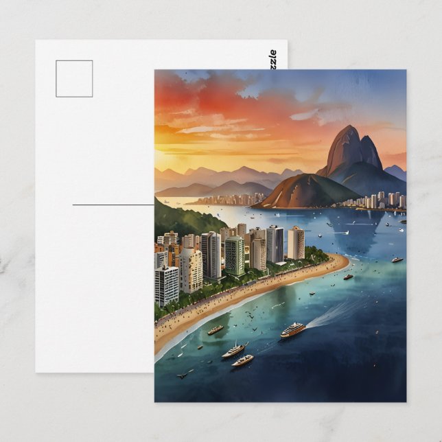 Rio De Janeiro watercolor art Postcard (Front/Back)