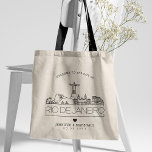 Rio De Janeiro Wedding | Stylized Skyline Tote Bag<br><div class="desc">A unique wedding tote bag for a wedding taking place in the city of Rio De Janeiro.  This tote features a stylized illustration of the city's unique skyline with its name underneath.  This is followed by your wedding day information in a matching open lined style.</div>