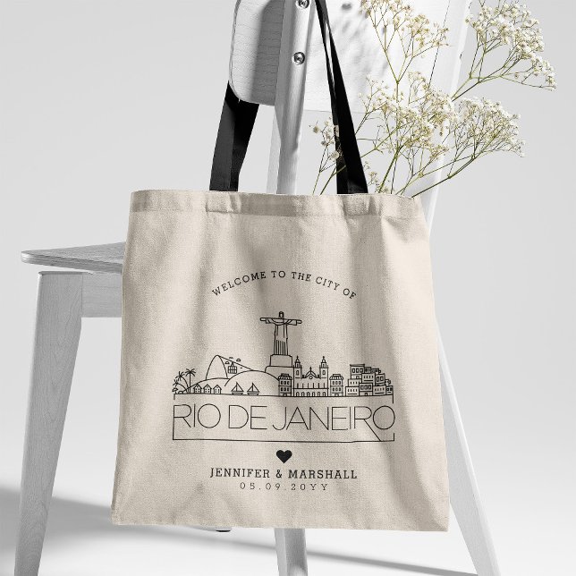 Rio De Janeiro Wedding | Stylized Skyline Tote Bag (Creator Uploaded)