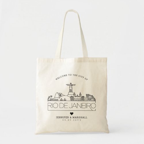 Rio De Janeiro Wedding  Stylized Skyline Tote Bag