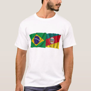 Rio Grande do Sul & Brazil Waving Flags T-Shirt