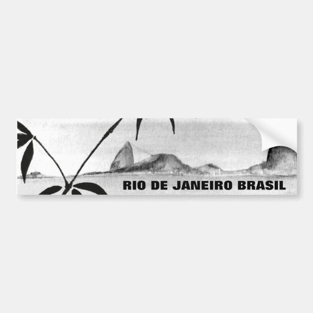 Rio landscape in b&w bumper sticker (Front)