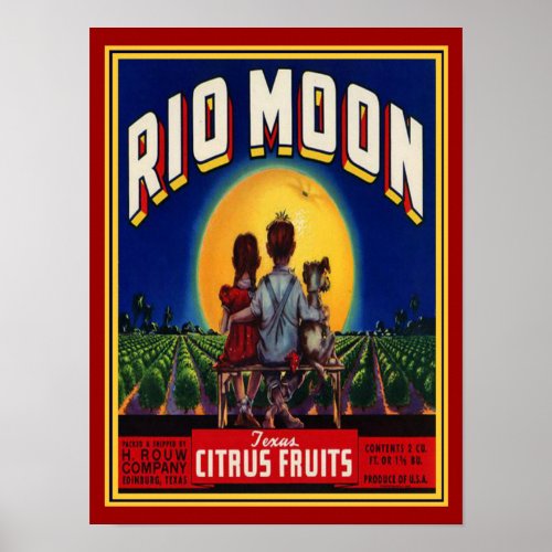 Rio Moon 1940s Citrus Fruit Ad_12x16 Poster