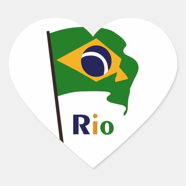 Rio, multicolored text heart sticker (Front)