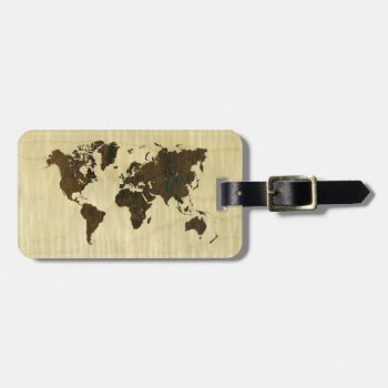 Rio Rosewood And Curly Maple World Map.jpg Luggage Tag by Hakonart at Zazzle