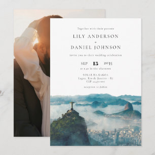 Rio Skyline Brazil Destination Photo Wedding Invitation