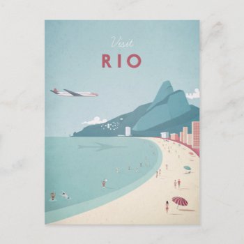 Rio Vintage Travel Poster - Art Postcard by VintagePosterCompany at Zazzle