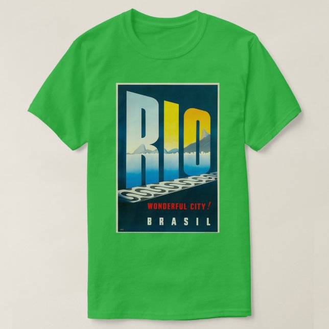 Rio Wonderful City vintage travel poster T-Shirt (Design Front)