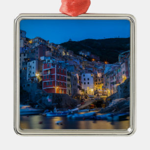 Riomaggiore at night Cinque Terre Liguria Italy Metal Ornament