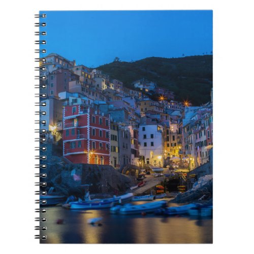 Riomaggiore at night Cinque Terre Liguria Italy Notebook